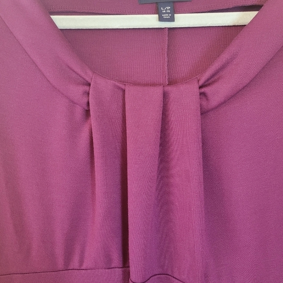 Lands End Purple Pleated Ponte Knit Sheath Dress Size Large - Picture 2 of 4